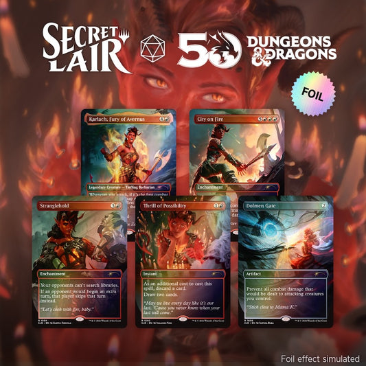 D&D 50th Anniversary Superdrop: Secret Lair x Dungeons & Dragons: Karlach's Rage Rainbow Foil Edition