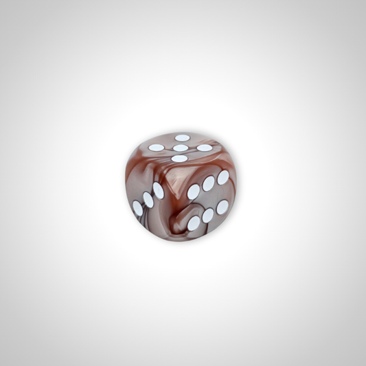 Deluxe Marbelized Tan/white 35mm d6 dice w/pips (Chessex Off Colour Single D6)