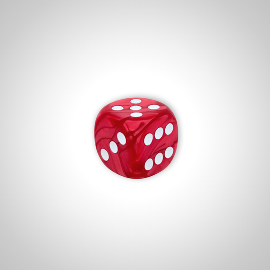 Deluxe Marbleized Cerise/white 35mm d6 dice w/pips (Chessex Off Colour Single D6)