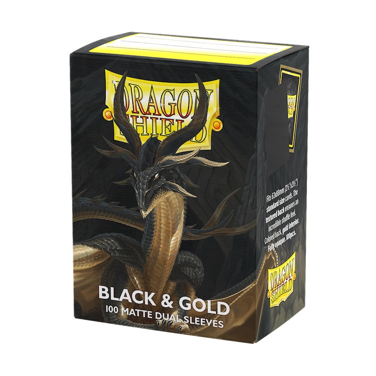 Dragon Shield - Black & Gold - Matte Dual Sleeves - Standard Size