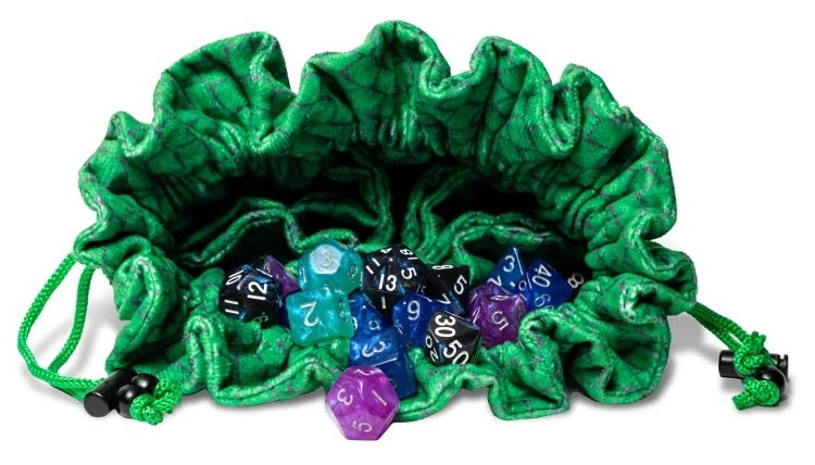 Dragon Storm Velvet Compartment Dice Bag: Green Dragon Scales