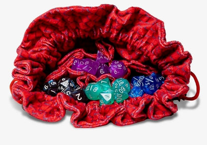 Dragon Storm Velvet Compartment Dice Bag: Red Dragon Scales