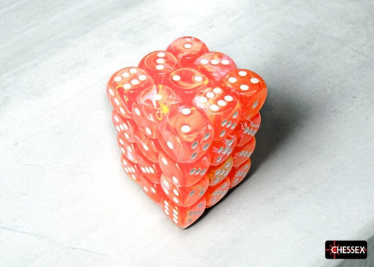 CHX27953: Festive Dahlia/white Luminary 12mm d6 Dice Block (36 dice)