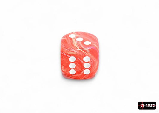 Festive Dahlia/white Luminary 30mm D6 Dice w/pips (1 piece)