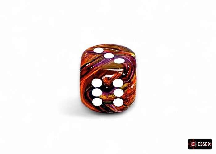 Festive Symphony/white 30mm D6 Dice w/pips (Single D6)