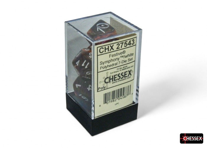CHX27543: Festive Symphony/white Polyhedral 7-Dice Set
