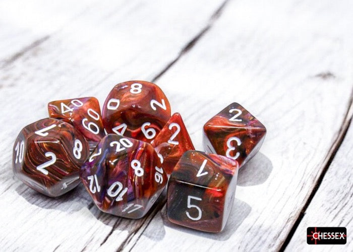 CHX27543: Festive Symphony/white Polyhedral 7-Dice Set
