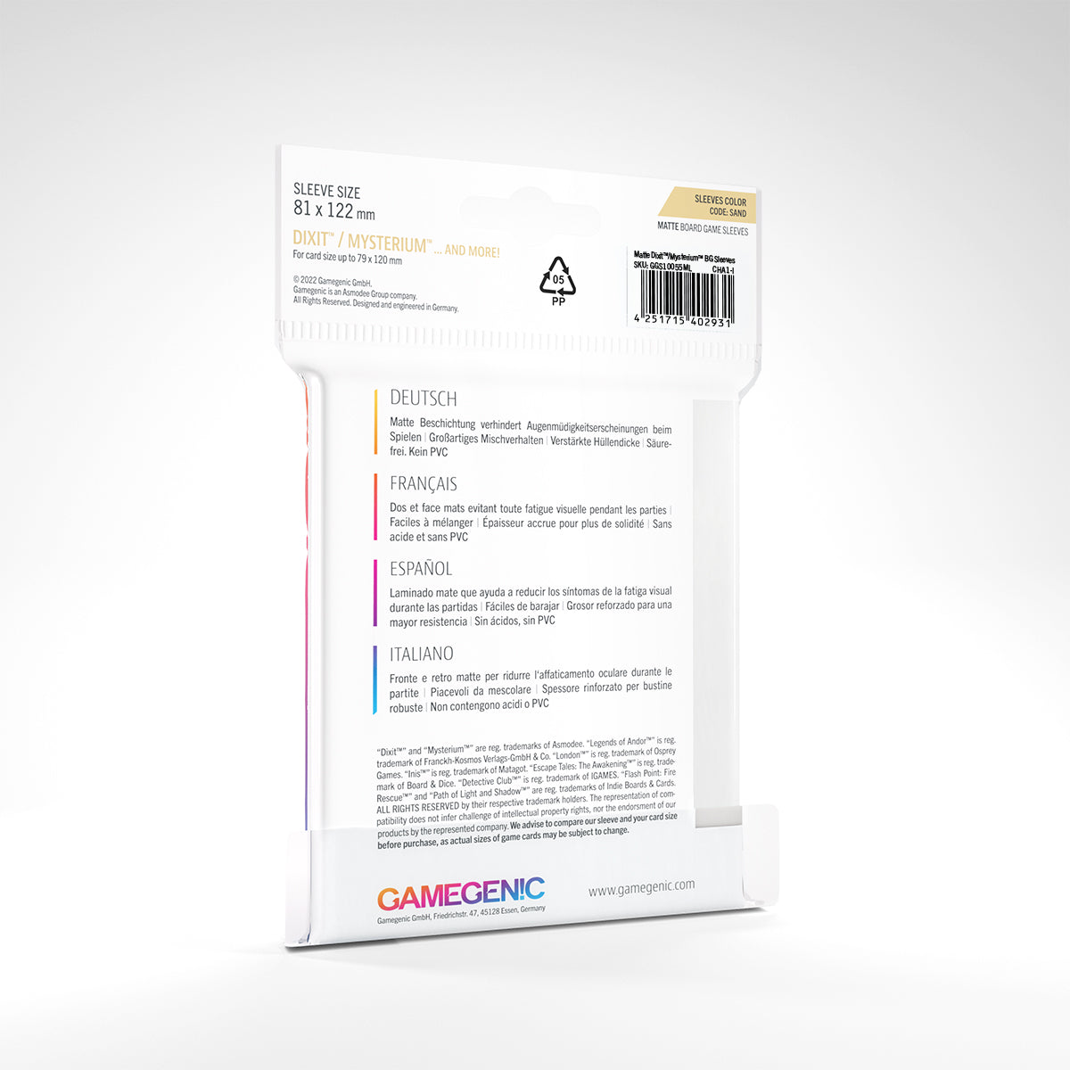 Gamegenic Matte Dixit/Mysterium Sleeves (81mm x 122mm)