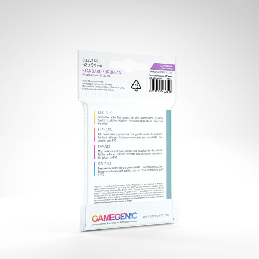 Gamegenic Prime Standard European Sleeves (62mm x 94mm)