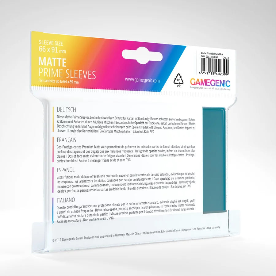 Gamegenic Matte Prime Colour Card Sleeves (Blue - 100 Pack)