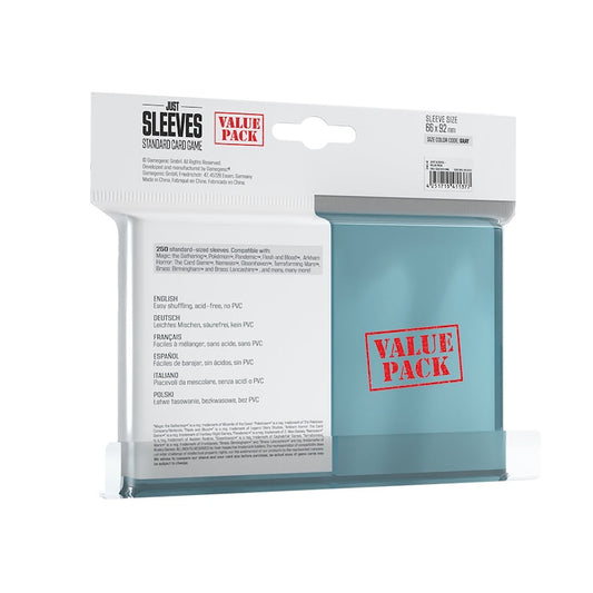 Gamegenic Just Sleeves Card Sleeves Value Pack (Clear - 250 Pack)