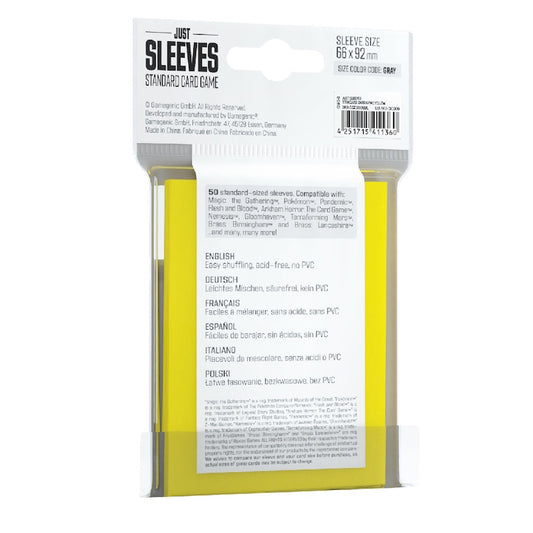 Gamegenic Just Sleeves Colour Card Sleeves (Yellow - 50 Pack)