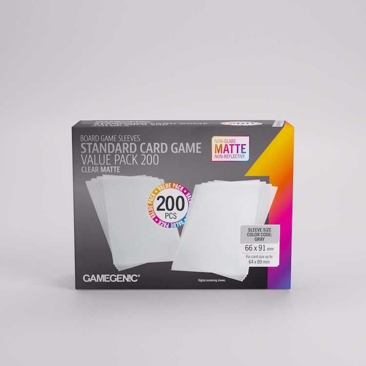 Gamegenic Matte Board Game Sleeves: Value Pack - 200 Standard GREY (66 x 91 mm)