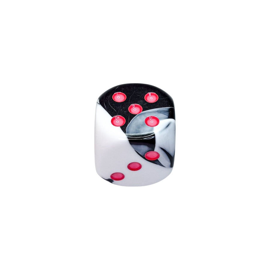 Gemini Black-White/pink 50mm D6 Dice w/pips (1 piece)