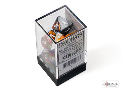 Gemini Copper-Steel/white Polyhedral Dice Set