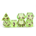 Fluorescent Green Sharp Edged with Liquid Core Dice Set