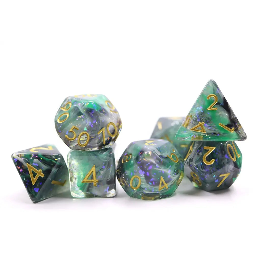 Black, White and Green Vapour Dice Set