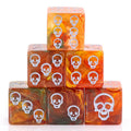 Fire and Earth Skull Pip D6 Dice (16mm Set of 6)