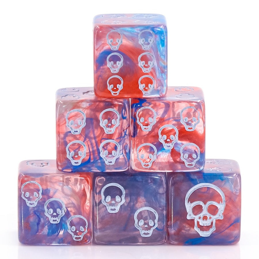 Blood and Water Skull Pip D6 Dice (16mm Set of 6)