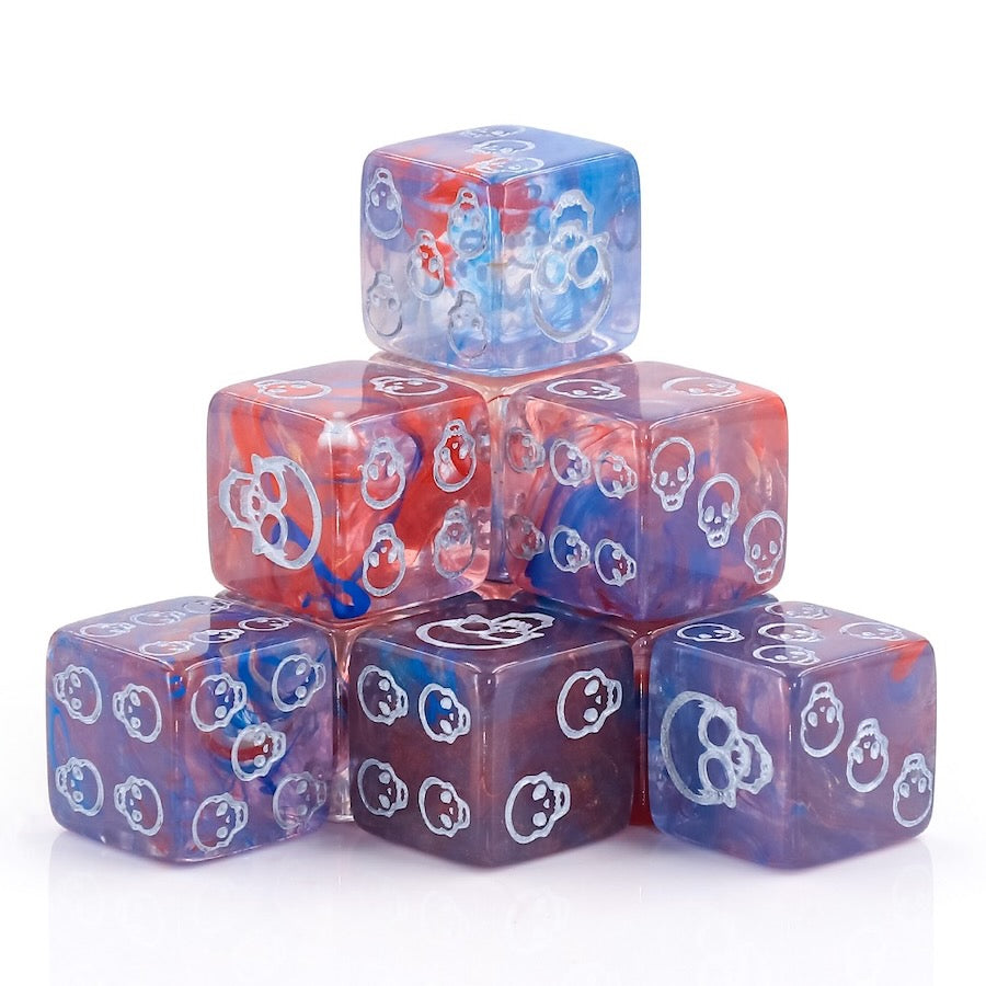 Blood and Water Skull Pip D6 Dice (16mm Set of 6)