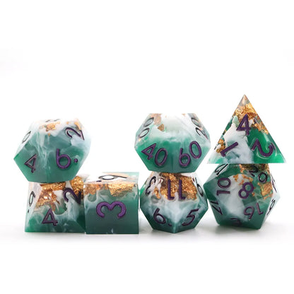 Chrysoprase and Copper Dice Set