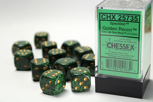 CHX25735: Speckled Golden Recon 16mm d6 (12 Dice)