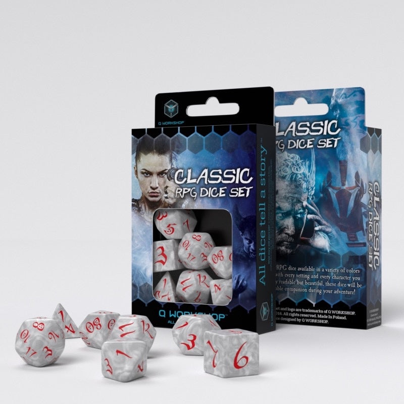 Classic RPG Pearl & Red Dice Set