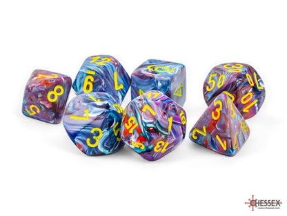 CHX22450: Festive Mosaic/yellow Mega-hedral Polyhedral Dice Set