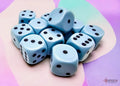 Opaque Pastel Blue/black 16mm d6 Dice Block (12 dice)