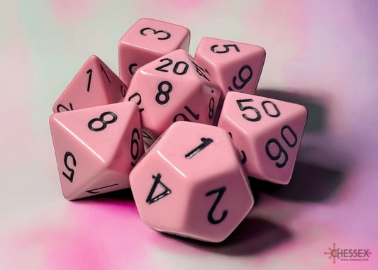 CHX25464: Opaque Pastel Pink/black Polyhedral 7-Die Set