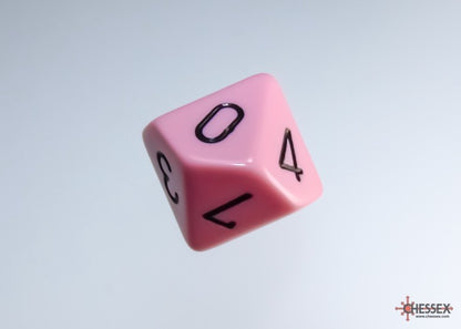 CHX25264: Opaque Pastel Pink/black Set of Ten d10s