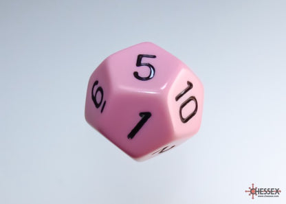 CHX25464: Opaque Pastel Pink/black Polyhedral 7-Die Set - PREORDER