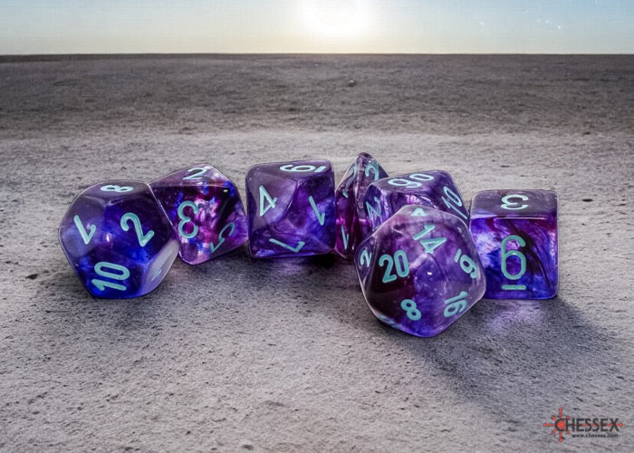 CHX22557: Nebula Nocturnal/turquoise Mega-hedral Luminary Polyhedral Dice Set