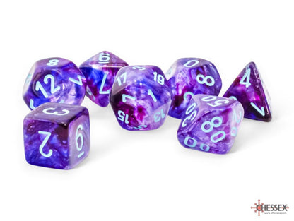 CHX22557: Nebula Nocturnal/turquoise Mega-hedral Luminary Polyhedral Dice Set