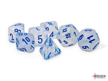 CHX22581: Borealis Icicle/light blue Mega-hedral Luminary Polyhedral Dice Set