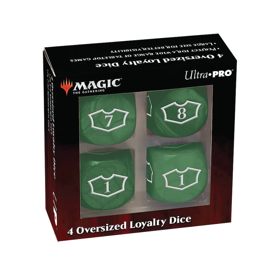 Forest Green Deluxe D6 Loyalty Dice Set (4ct) with 7-12 for Magic: The Gathering