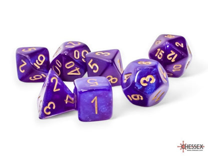 CHX22587: Borealis Royal Purple/gold Mega-hedral Luminary Polyhedral Dice Set