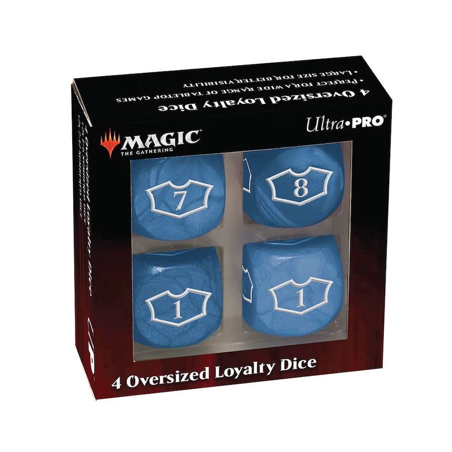 Island Blue Deluxe D6 Loyalty Dice Set (4ct) with 7-12 for Magic: The Gathering