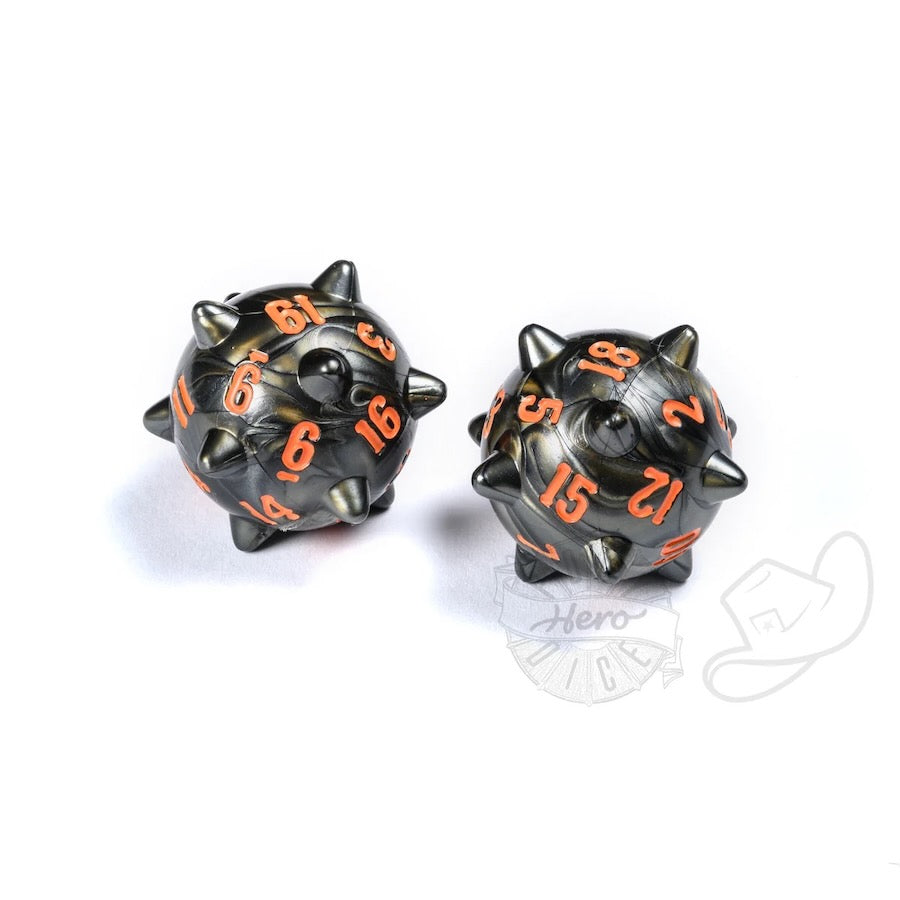 PolyHero Warrior 2d20 Spiked Balls Steel Grey