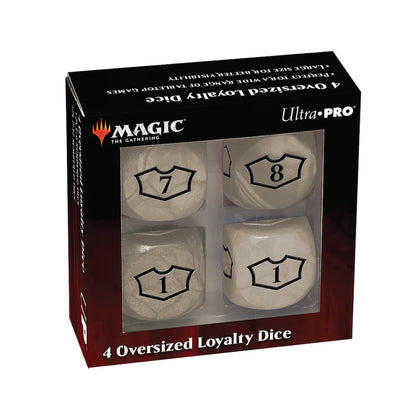 Plains White Deluxe D6 Loyalty Dice Set (4ct) with 7-12 for Magic: The Gathering