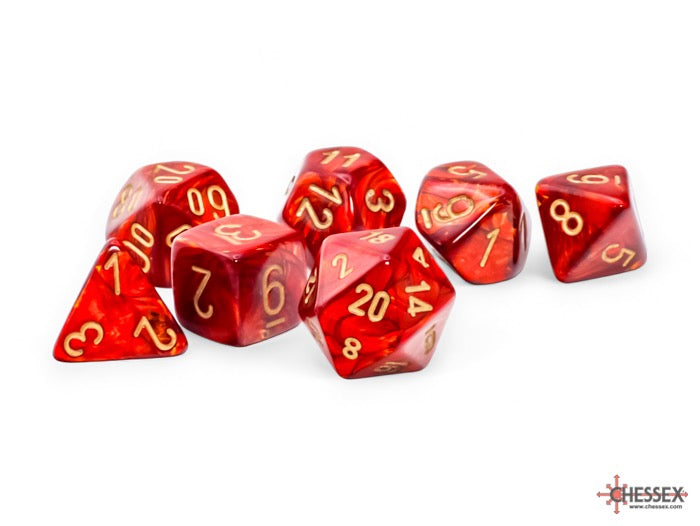 CHX22414: Scarab Scarlet/gold Mega-hedral Polyhedral Dice Set