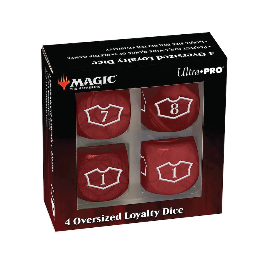 Mountain Red Deluxe D6 Loyalty Dice Set (4ct) with 7-12 for Magic: The Gathering