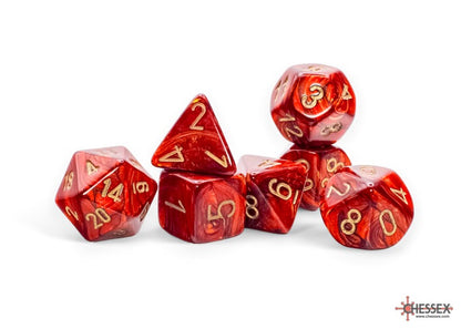 CHX22414: Scarab Scarlet/gold Mega-hedral Polyhedral Dice Set