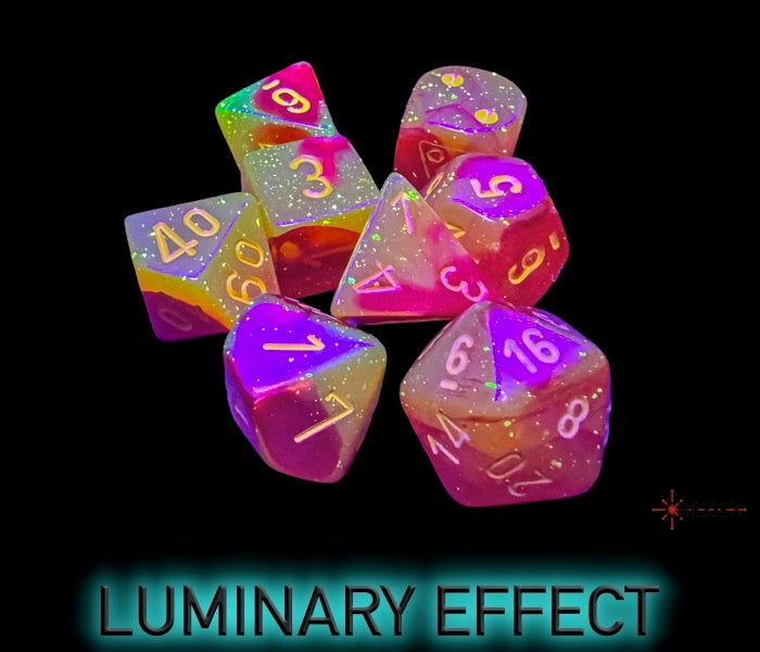 CHX30051: Gemini Gellow-Red/yellow Luminary Polyhedral Dice Set