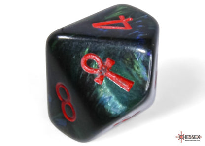 CHX29025: Ankh Jade/red Scarab Set of Ten d10's