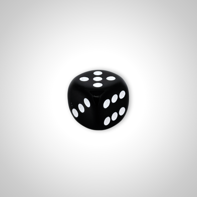Imperfectly Opaque Black/white 35mm d6 dice w/pips (Chessex Off Colour Single D6)