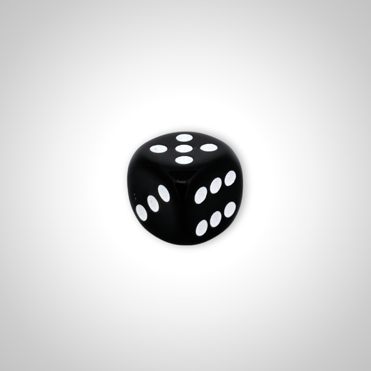 Imperfectly Opaque Black/white 35mm d6 dice w/pips (Chessex Off Colour Single D6)