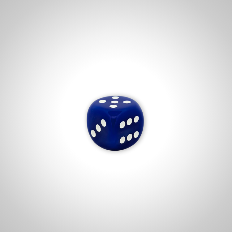 Imperfectly Opaque Blue/white 30mm d6 dice w/pips (Chessex Off Colour Single D6)