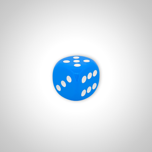 Imperfectly Opaque Blue/white 35mm d6 dice w/pips (Chessex Off Colour Single D6)