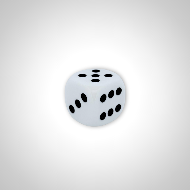 Imperfectly Opaque White/black 35mm d6 dice w/pips (Chessex Off Colour Single D6)